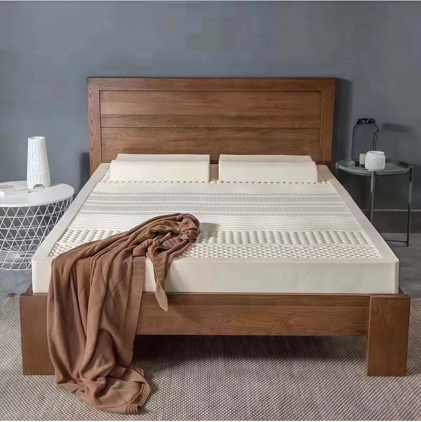 DESIGNSDWELL Three-layers (20cm/25cm/30cm/) "Massage + Flat" Organic Latex Mattress