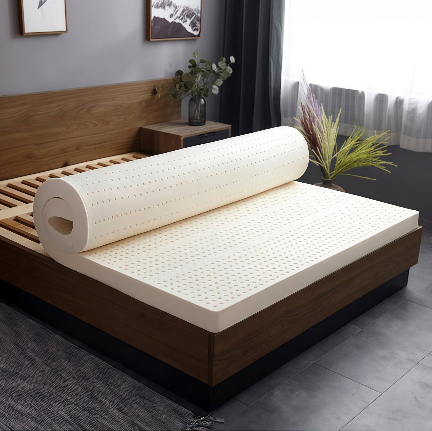 DESIGNSDWELL Three-layers (20cm/25cm/30cm/) "Massage + Flat" Organic Latex Mattress