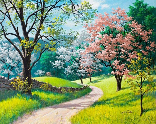 Spring On The Rural Path Digital Painting DIY Paint By Numbers 58