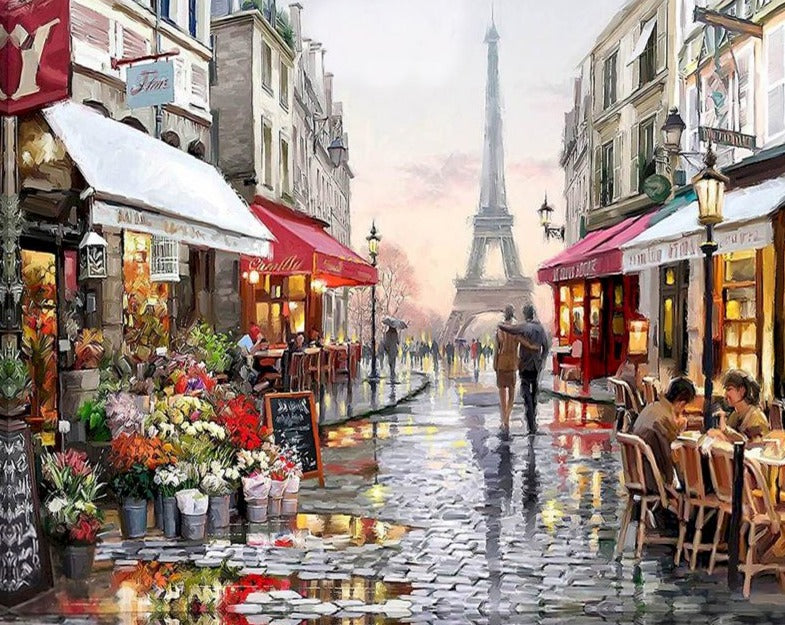 The Street Leading To The Eiffel Tower Digital Painting DIY Paint By Numbers 9