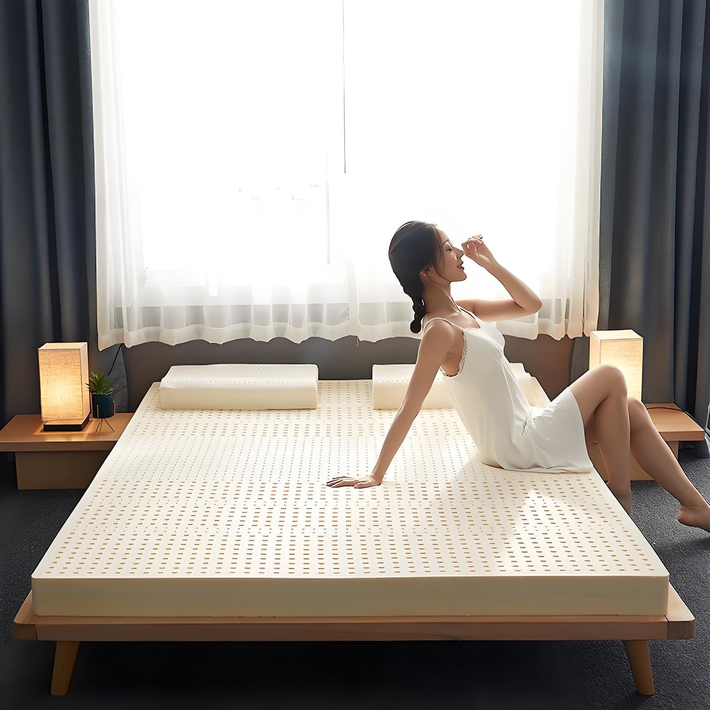 DESIGNSDWELL Three-layers (20cm/25cm/30cm/) "Massage + Flat" Organic Latex Mattress