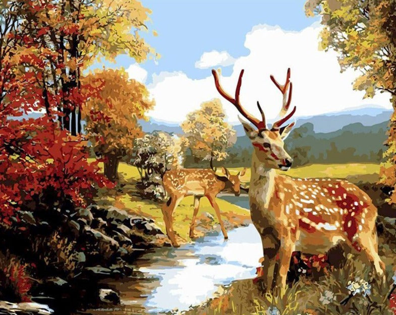 The Little Deer By The Stream Digital Painting DIY Paint By Numbers 91